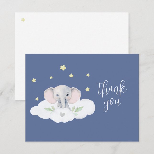 Blue Little Peanut Baby Shower Elephant Modern (Front/Back)