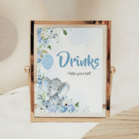 Blue Little Peanut Elephant Baby Shower Drinks