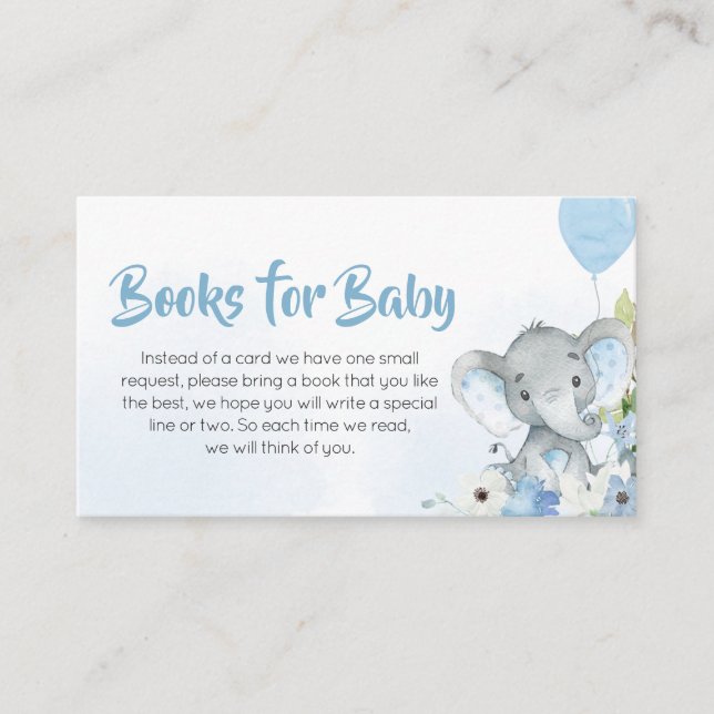 Blue Little Peanut Elephant Books for Baby Enclosure Card (Front)