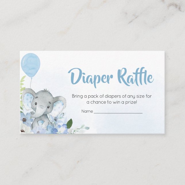 Blue Little Peanut Elephant Diaper Raffle Enclosure Card (Front)