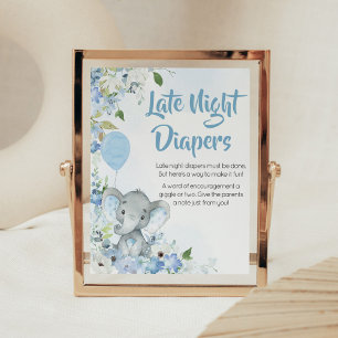 Blue Little Peanut Elephant Late Night Diapers Poster