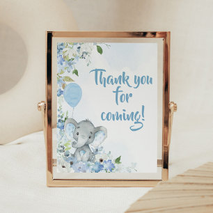 Blue Little Peanut Elephant Thank you for Coming Poster
