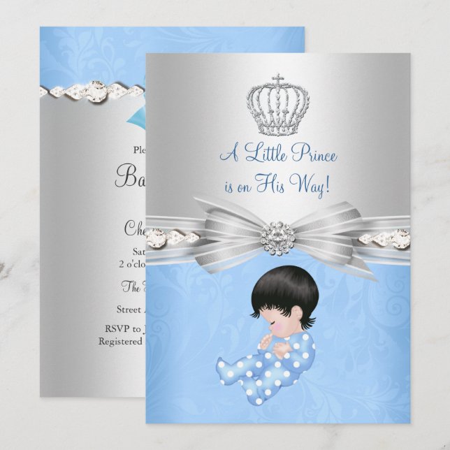 Blue Little Prince Baby Shower Invitation (Front/Back)
