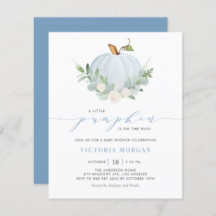 Blue Little Pumpkin Autumn Baby Shower Invitation