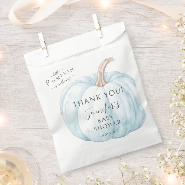 Blue Little Pumpkin Autumn Fall Baby Boy Shower Favour Bags (Clipped)