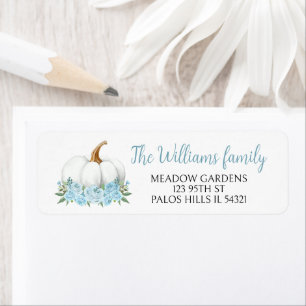 Blue little pumpkin baby boy shower return address