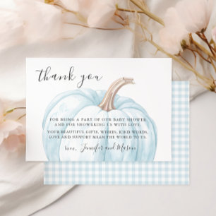 Blue Little Pumpkin Baby Boy Shower Thank you card
