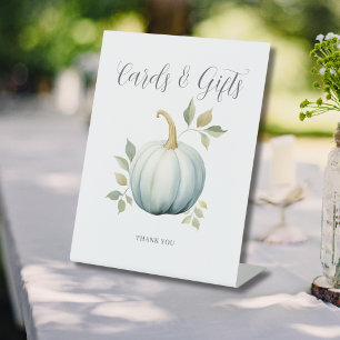 Blue Little Pumpkin Baby Shower Cards Gifts  Pedestal Sign