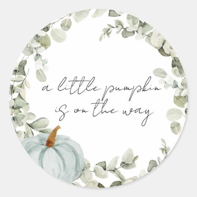 Blue Little Pumpkin Baby Shower Envelope Seal (Front)