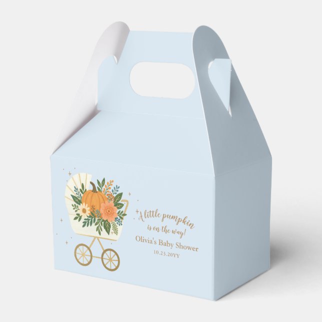Blue Little Pumpkin Baby Shower Favour Box (Front Side)