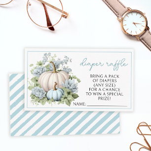 Blue little pumpkin boy baby shower diaper raffle enclosure card
