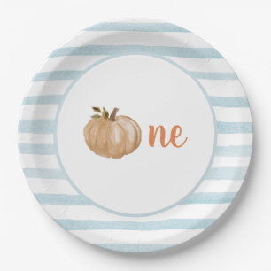 Blue Little Pumpkin First Birthday Plates