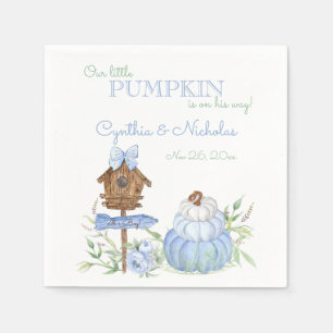 Blue Little Pumpkin Patch Boy Baby Shower Napkin