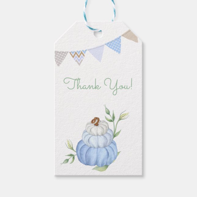 Blue Little Pumpkin Patch Thank You Gift Tag (Front)