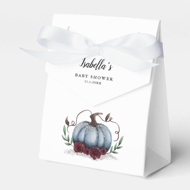 Blue Little Pumpkin Theme Girl Baby Shower Favour Box (Front Side)