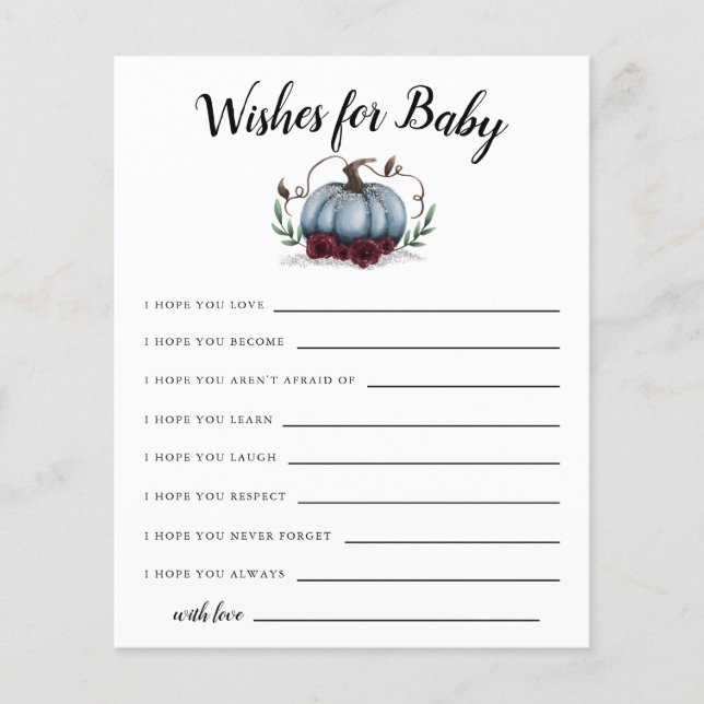 Blue Little Pumpkin Wishes for Baby Card (Front)