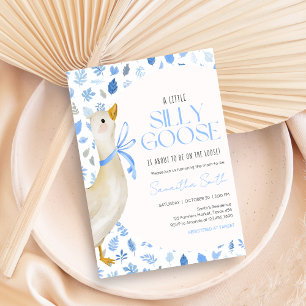 Blue Little Silly Goose Baby Shower Invitation