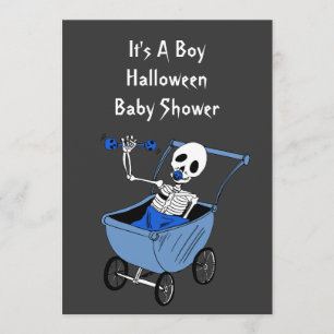 Blue Little Skeleton Baby Shower Invitation Cards