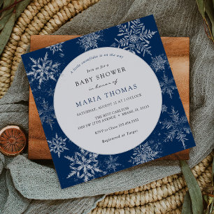 Blue Little Snowflake Baby Shower Invitation