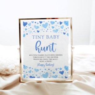 Blue Little Sweetheart Tiny Baby Hunt Shower Game Poster