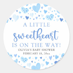 Blue Little Sweetheart Valentine's Day Baby Shower Classic Round Sticker