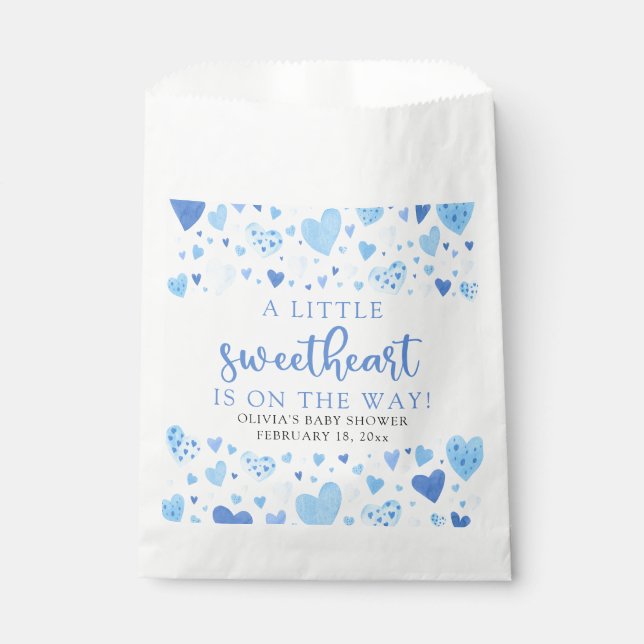 Blue Little Sweetheart Valentine's Day Baby Shower Favour Bags (Front)