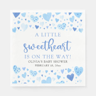 Blue Little Sweetheart Valentine's Day Baby Shower Napkin