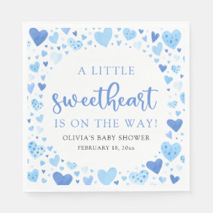 Blue Little Sweetheart Valentine's Day Baby Shower Napkin