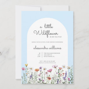 Blue Little Wildflower Baby Shower Invitation
