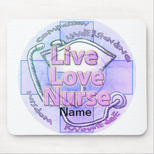 Blue live love nurse  mouse mat