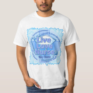 Blue Live Love Nurse T-Shirt
