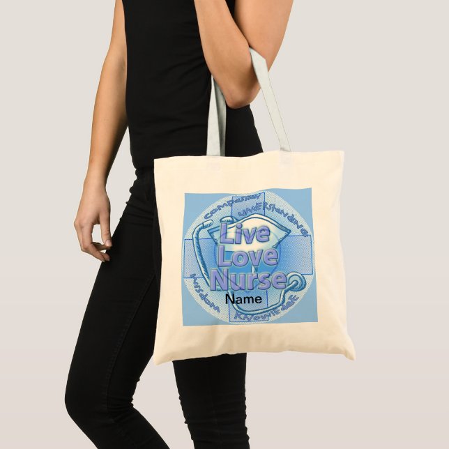 Blue live love nurse  tote bag (Front (Product))