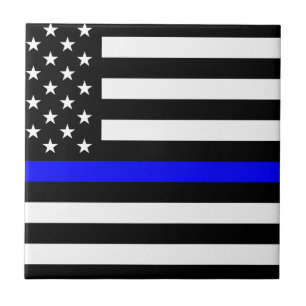 Blue Lives Matter - US Flag Police Thin Blue Line Tile