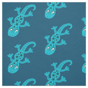 Blue Lizard Gecko Clip Art Illustration on Blue Fabric