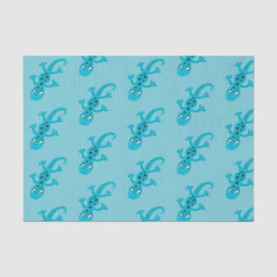 Blue Lizard Gecko on Blue Kids Cute Tissue Paper