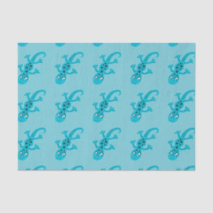 Blue Lizard Gecko on Blue Kids Tissue Paper