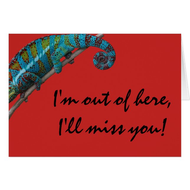 Blue Lizard "I'll miss you!" Greeting Card (Front Horizontal)