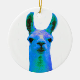 Blue Llama Graphic Ceramic Tree Decoration