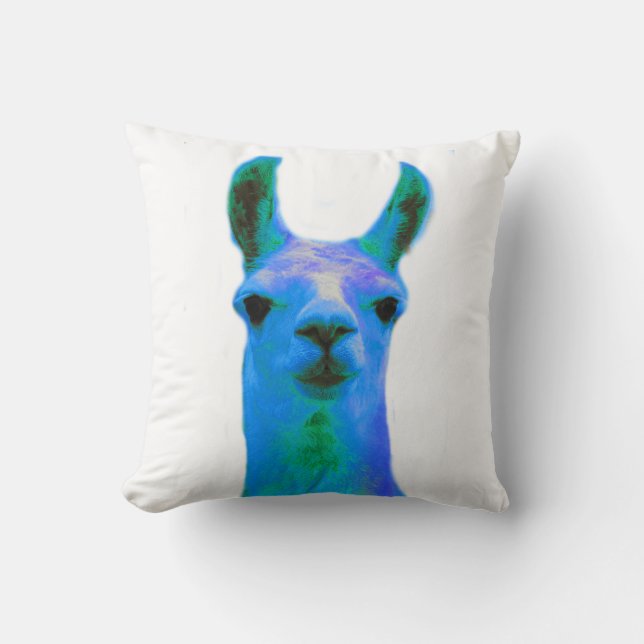 Blue Llama Graphic Cushion (Front)