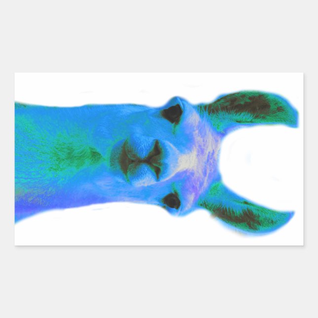 Blue Llama Graphic Rectangular Sticker (Front)