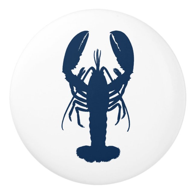 Blue Lobster Ceramic Pull knob hardware (Front)