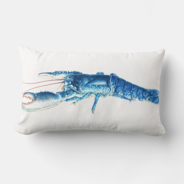 Blue lobster fine art lumber pillow (Front)