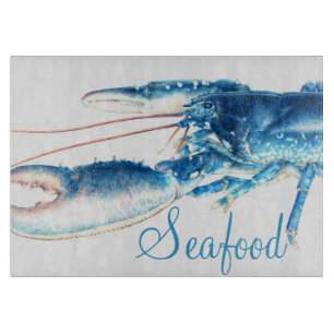 Blue lobster fine art seafood glass cutting board