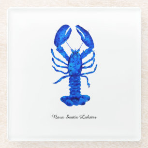 Blue Lobster Glass Coaster