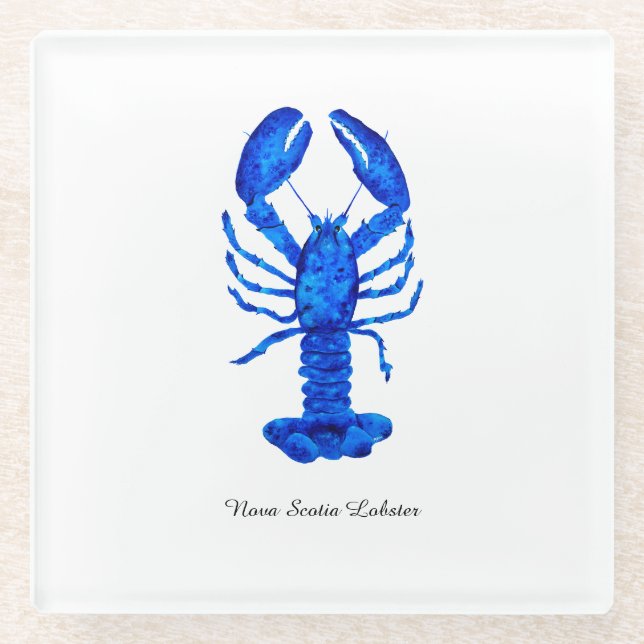 Blue Lobster Glass Coaster (Front)