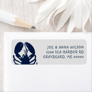 Blue Lobster Grey Return Address Labels