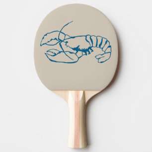 Blue Lobster Line Drawing On Sandy Beach Tan Colou Ping Pong Paddle