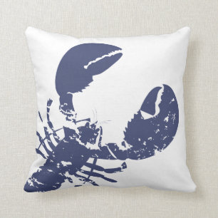 Blue Lobster Nautical Themed Graphic Print Cushion