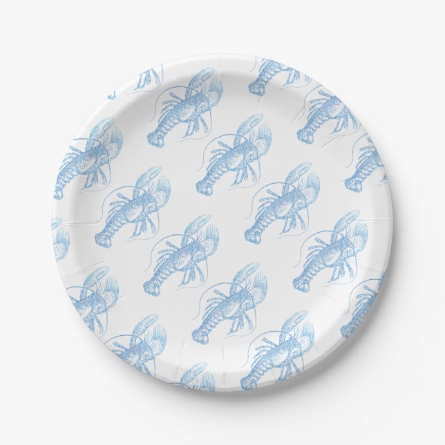 Blue Lobster Paper Plate (Front)