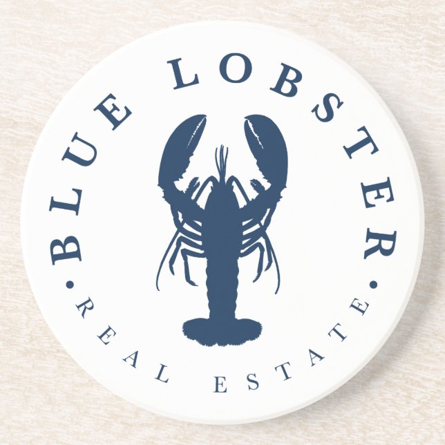 Blue Lobster Real Estate Button Coaster (Front)